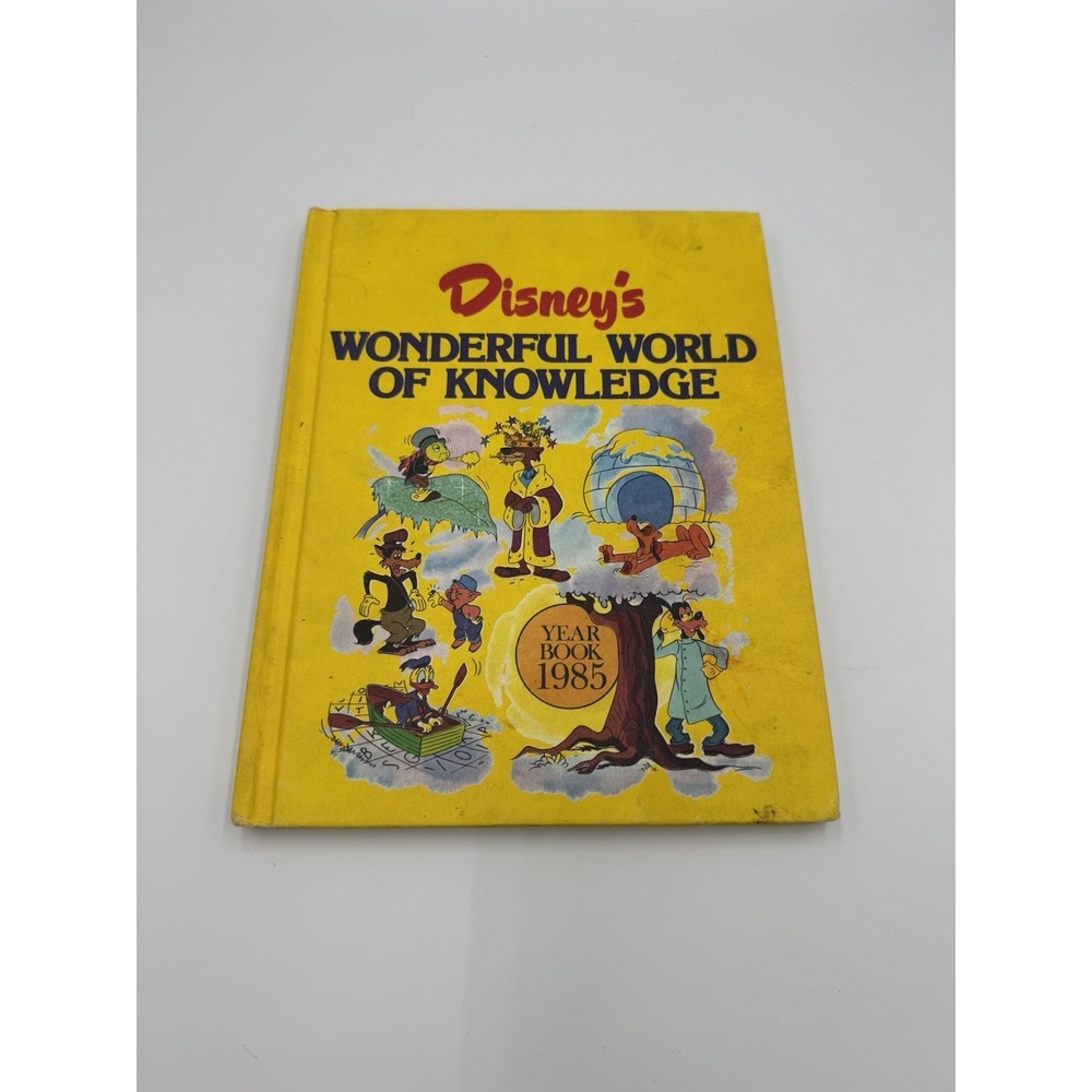 Vintage Disney Yellow 'Wonderful World of Knowledge' Illustrated Year Book 1985